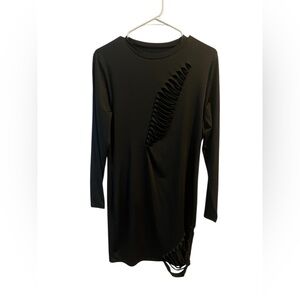 SHEIN Black Ruffle Long Sleeve Top